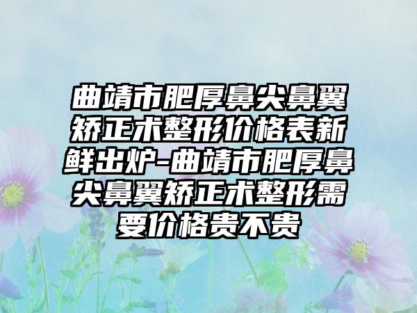 曲靖市肥厚鼻尖鼻翼矫正术整形价格表新鲜出炉-曲靖市肥厚鼻尖鼻翼矫正术整形需要价格贵不贵