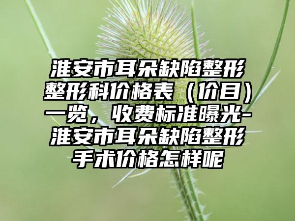 淮安市耳朵缺陷整形整形科价格表（价目）一览，收费标准曝光-淮安市耳朵缺陷整形手术价格怎样呢