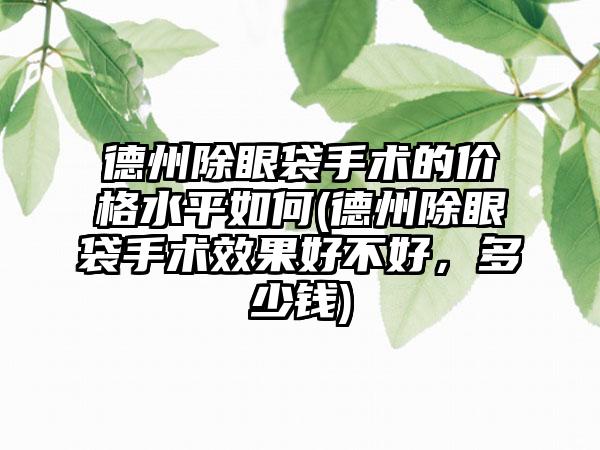 德州除眼袋手术的价格水平如何(德州除眼袋手术效果好不好，多少钱)