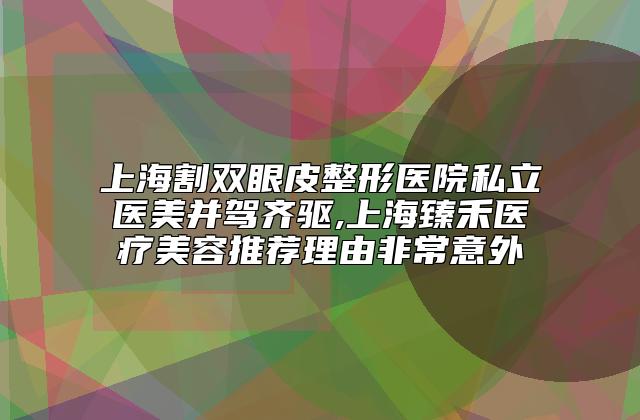 上海割双眼皮整形医院私立医美并驾齐驱,上海臻禾医疗美容推荐理由非常意外