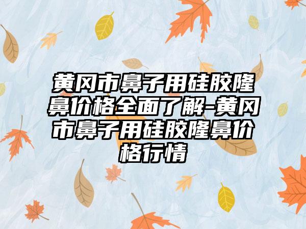 黄冈市鼻子用硅胶隆鼻价格全面了解-黄冈市鼻子用硅胶隆鼻价格行情