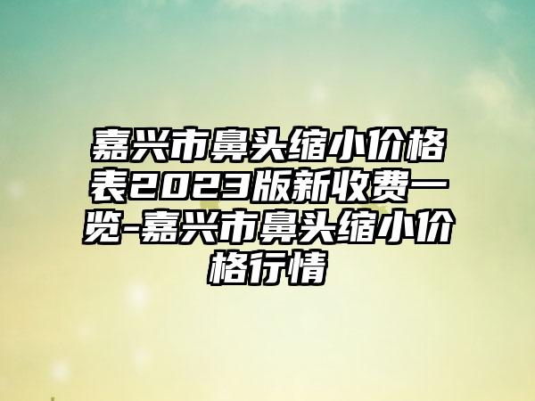 嘉兴市鼻头缩小价格表2023版新收费一览-嘉兴市鼻头缩小价格行情